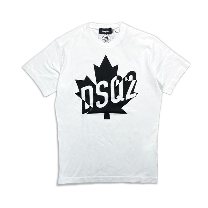 DSQUARED2 ディースクエアード DSQ2 Big Leaf T-Shirt WHITE BLACK メンズ Tee S74GD0786 Tシャツ カジュアル 送料無料 正規品｜unique-jean｜02