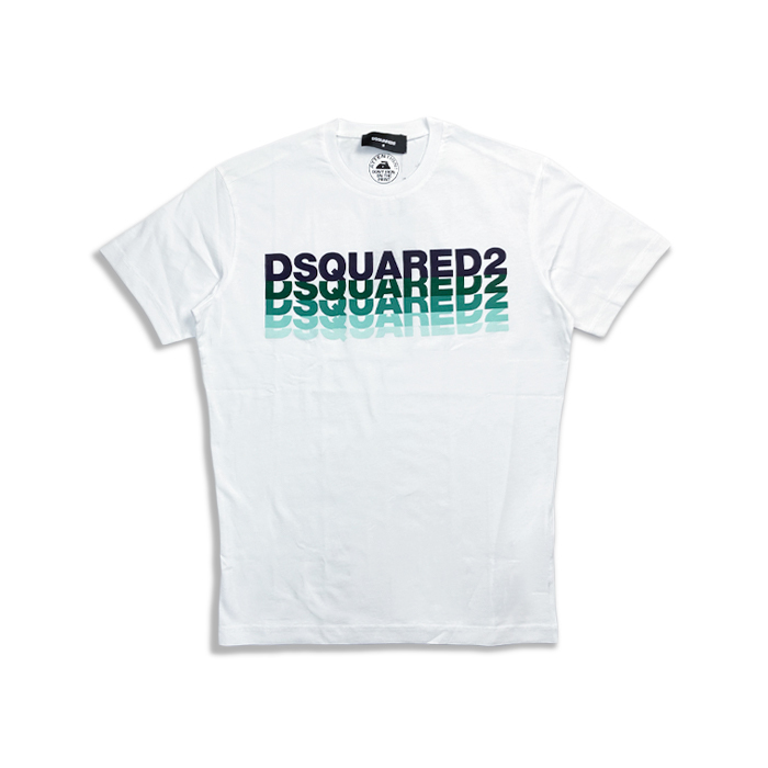 DSQUARED2 ディースクエアード Ombre Logo T-Shirt WHITE BLACK...