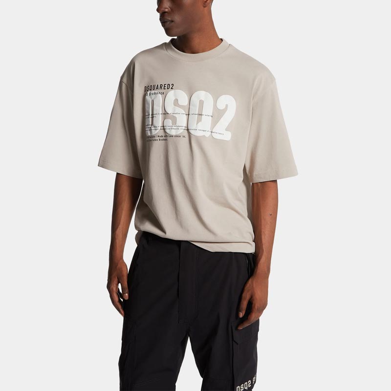 Tシャツ・カットソー D SQUARED2 FW25 Beige cotton t-shirt (S74GD1442D20035 127) Dsquared2/ディースクエアード｜ベージュ コットン Tシャツ