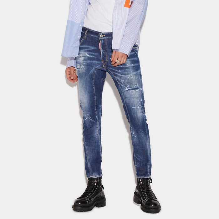 DSQUARED2 ディースクエアード S74LB1043 Dark Ripped Blue Was...