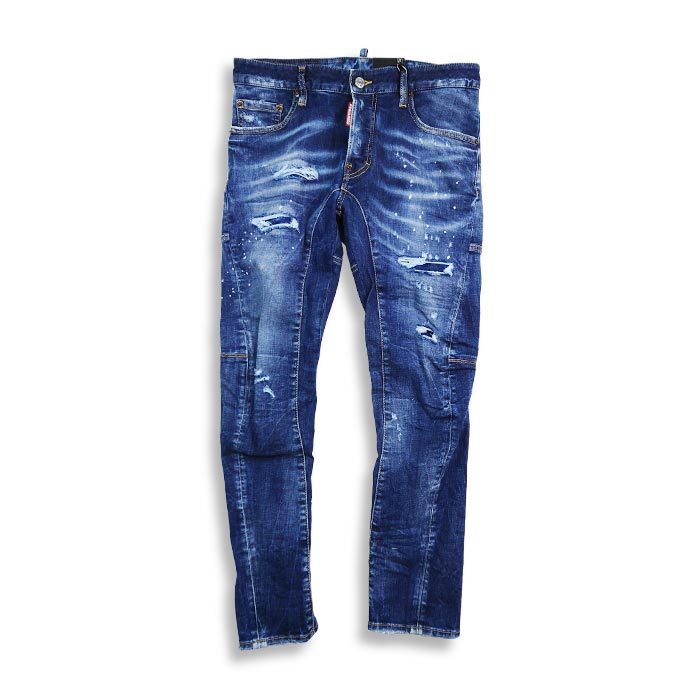 DSQUARED2 ディースクエアード S74LB1043 Dark Ripped Blue Wash Tidy 
