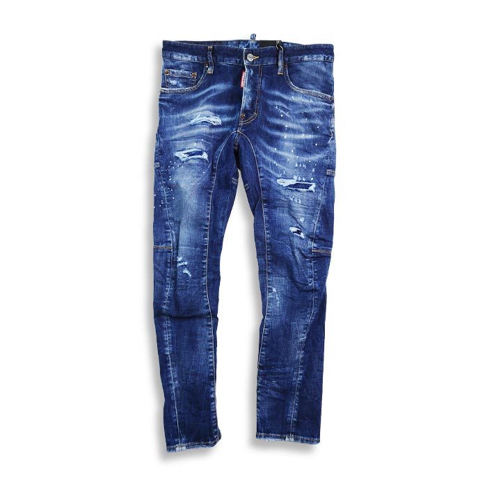 DSQUARED2 ディースクエアード S74LB1043 Dark Ripped Blue Wash Tidy