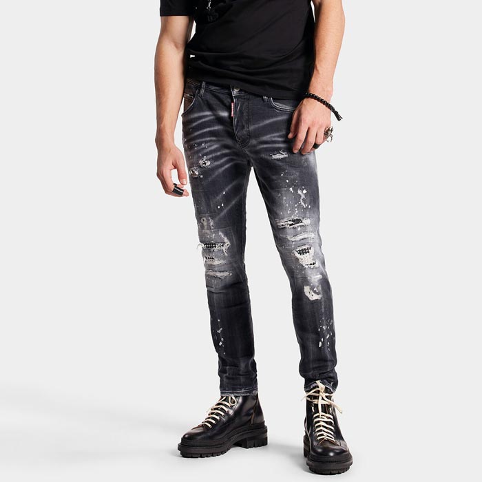 DSQUARED2 ディースクエアード S74LB1296 BLACK WASH SKATER JEANS 