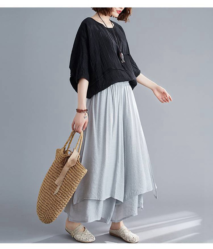 ワイドパンツ レディース ボトムス 春 夏 ロ...の詳細画像3