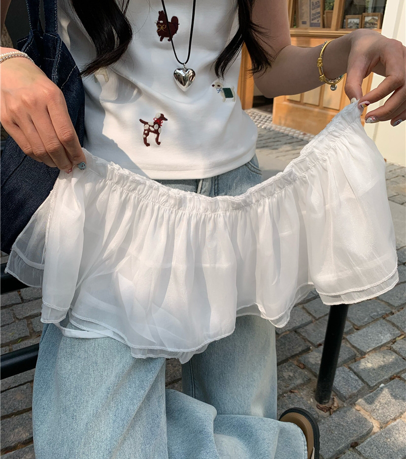 レイヤード スカート 重ね着 ミニ丈 レディース 重ね着風 つけ裾 付け