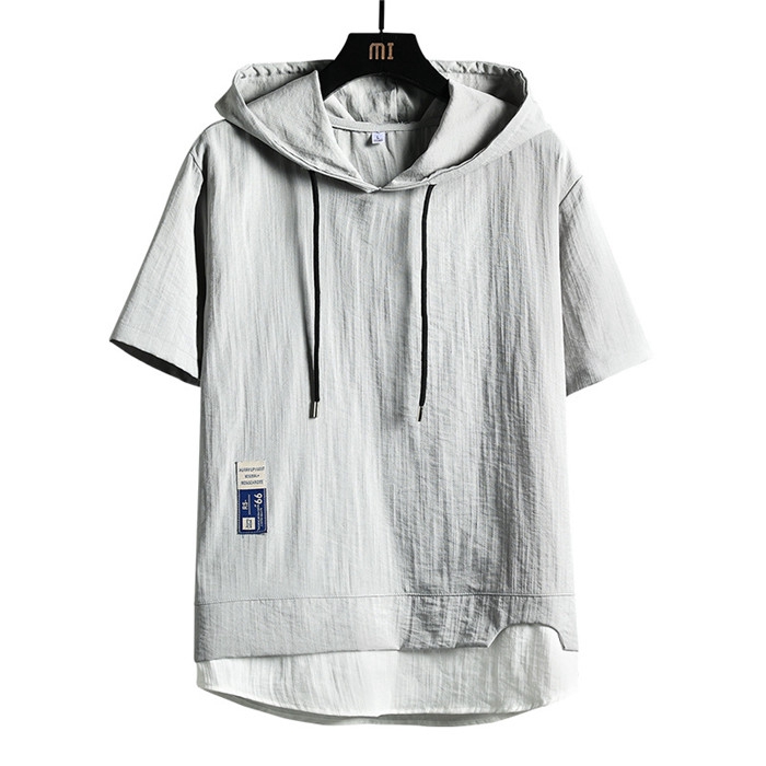 Tシャツ 夏 パーカー 半袖 トップス メンズ 無地 カットソー 涼しい 通気性 軽量 快適 薄手 肌触り フード付き 重ね着｜unique-mall｜02
