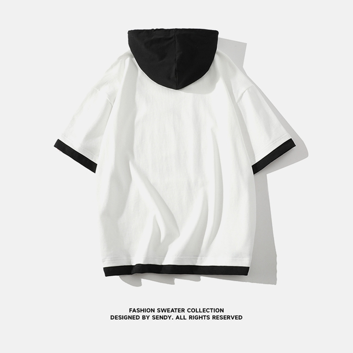 パーカー Tシャツ メンズ 半袖 トップス 半袖tシャツ 夏 プルオーバーパーカー フード付き かっこいい 涼しい シンプル カジュアル｜unique-mall｜09