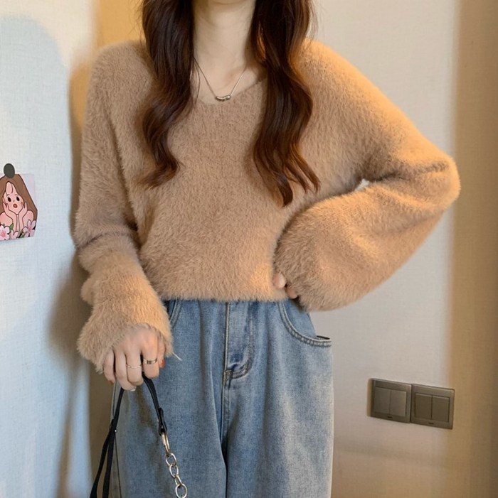 ふんわり質感トップス もこもこ ニット モヘアタッチ レディース ふんわり質感トップス もこもこ ニット モヘアタッチ レディース
