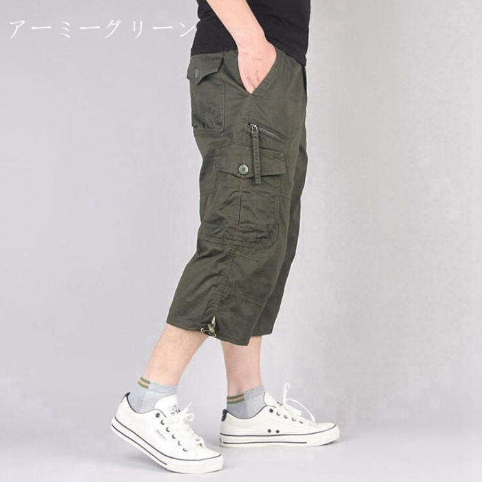 ハーフパンツ メンズ ひざ下 カーゴパンツ 7分丈 スポーツ 太め ゆったり 夏 クロップド 大きいサイズ 全8色 M L LL XL 父の日｜unique-mall｜04