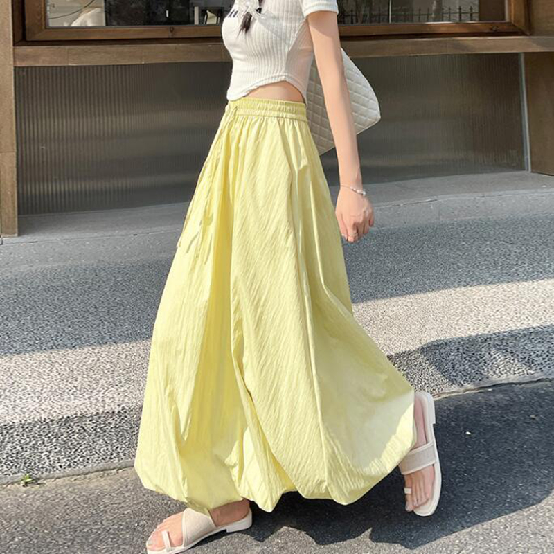 LCB-2401-024 スカート ロング バルーン ふんわり ウエストゴム ふんわり♡スタイル♡バルーンスカート 黒 ロングスカート