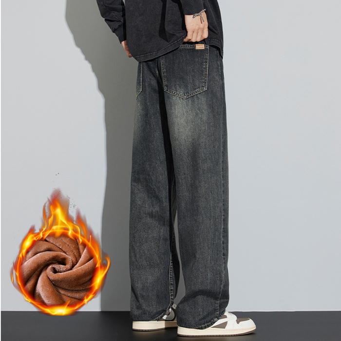 裏起毛 ワイドデニム デニムパンツ 暖か ジーンズ メンズ デニム パンツ 防寒 保温 ゆったり ルーズシルエット ジーパン カジュアル 裏ボア 冬 |  | 09