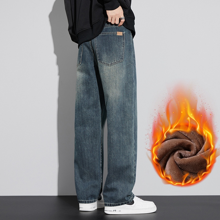 裏起毛 ワイドデニム デニムパンツ 暖か ジーンズ メンズ デニム パンツ 防寒 保温 ゆったり ルーズシルエット ジーパン カジュアル 裏ボア 冬 |  | 08