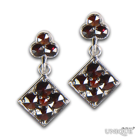 30％OFF】 【ボヘミアン・ガーネット】 ピアス （シルバー925