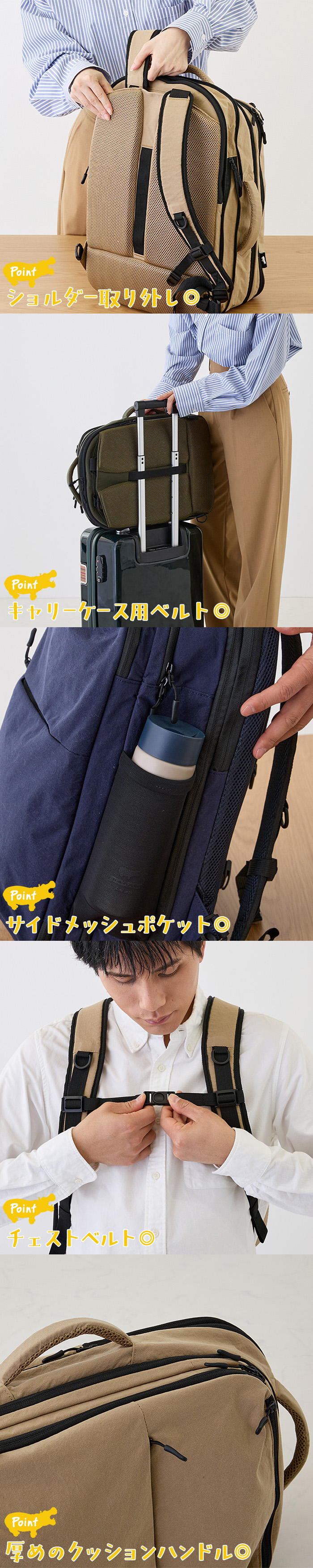 KABAG journey トラベルリュック 180度開閉 2階建て収納 機内持ち込み