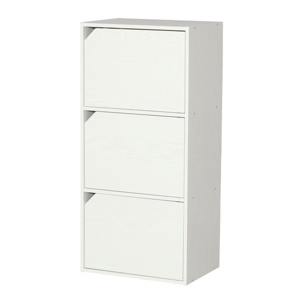 扉付き カラーボックス 3段 幅42 奥行29 高さ90cm ホワイト ブラウン コンパクト 収納ラック リビング 子供部屋 おしゃれ | ブランド登録なし | 01