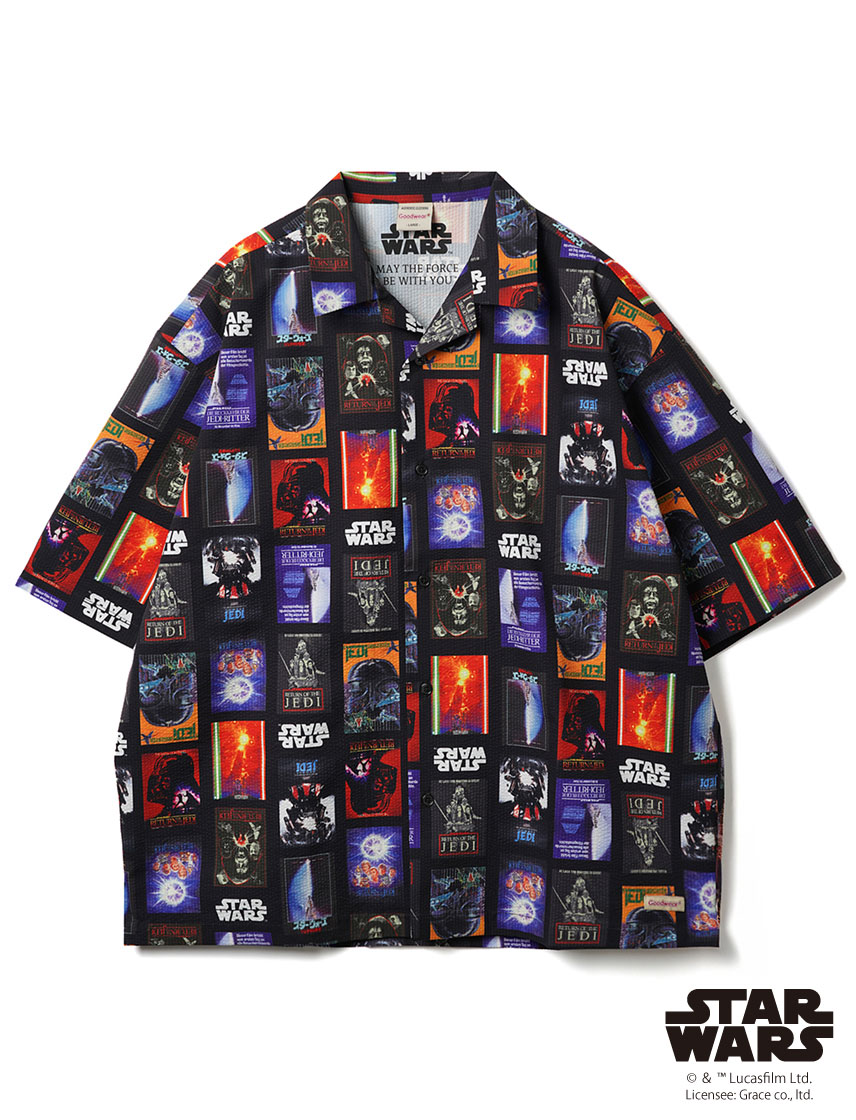 Goodwear（グッドウェア） 公式 STAR WARS 総柄オープンカラーシャツ