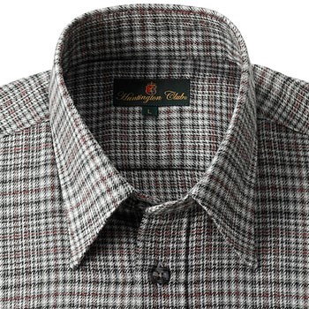 Huntington Club シャツ 長袖 チェック柄 ウール混 2色組 メンズ