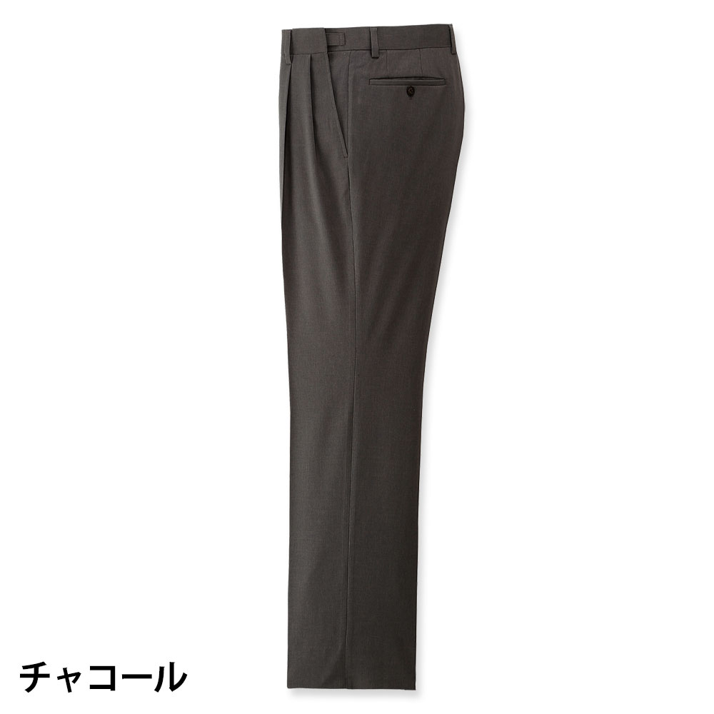 スラックス アジャスター付き ツータック 裾上げ済み 楽々メンズ