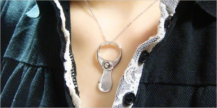 PHENOMENON プルトップ ネックレス シルバー 即納】プルタブ型モチーフのシルバーペンダントネックレス メール便可