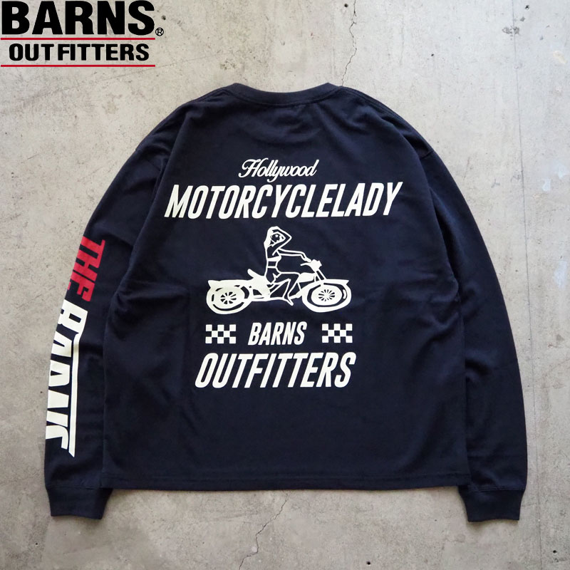 バーンズ アウトフィッターズ ボクシー ロングスリーブ プリント Tシャツ 長袖 BARNS OUTFITTERS BOXY L/S PRINT TEE【MOTORCYCLELADY】 BARNS OUTFITTERS（バーンズ アウトフィッターズ） バーンズ ロンT