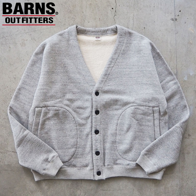 BARNS バーンズ 吊り編み スウェット カーディガン BR-26134 メンズ 長袖 カーデ 裏毛 肉厚 長袖 カーデ アメカジ コットン