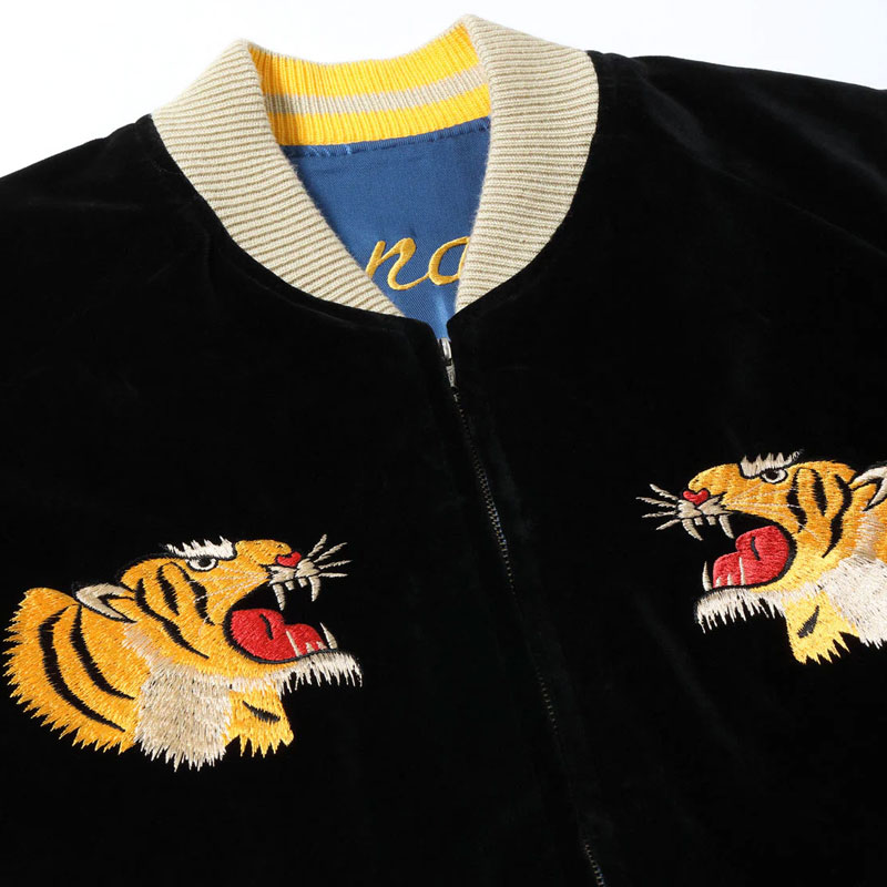 Open Dich スカジャンスーベニアジャケット 黒 刺繍龍/虎 テーラー東洋 Open Dich スカジャンスーベニアジャケット 黒 刺繍龍/虎 テーラー東洋