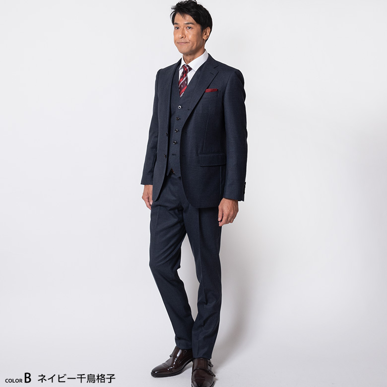 FICCE BY DON KONISHI メンズスーツ スリーピースsuits 40代 50代 段返り３つボタン ビジネススーツ 秋冬 ワンタック  ブランド ドン小西