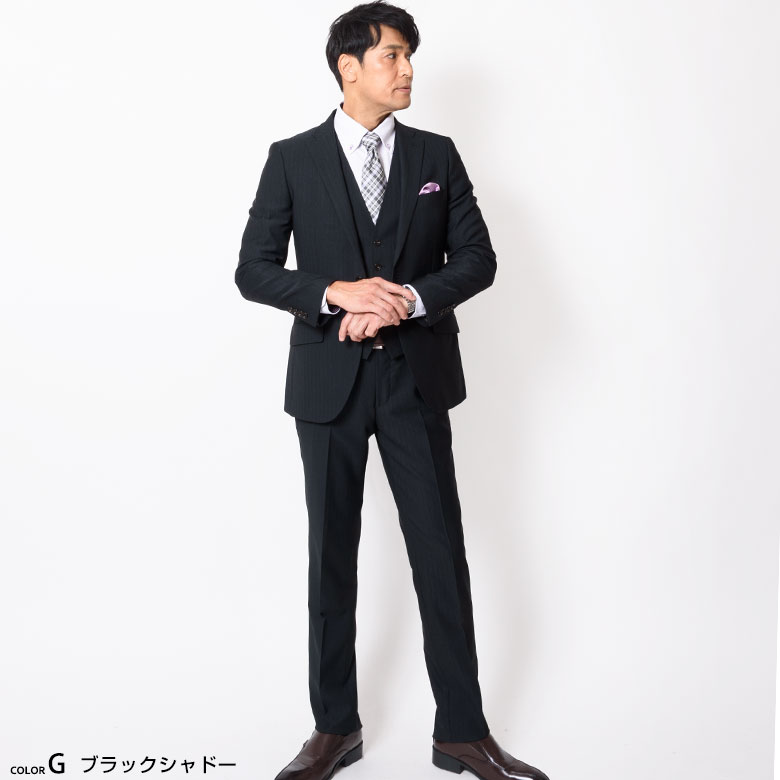 メンズスーツ ビジネス 春夏 秋冬 スリーピース ブランド suits 40代 50代 FICCE BY DON KONISHI フィッチェ ドン小西 スリムベスト付き 国内正規販売店の通販