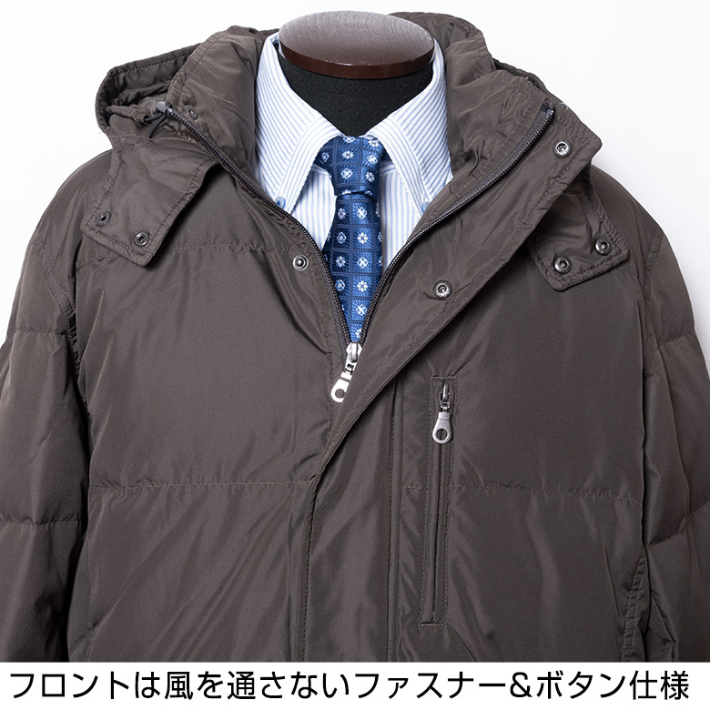 ダウンコート メンズ ダウンジャケット ハーフ ビジネス 30代 40代 50代 高品質 ダウン フェザー 黒 ブラック カーキ 70 Offアウトレット