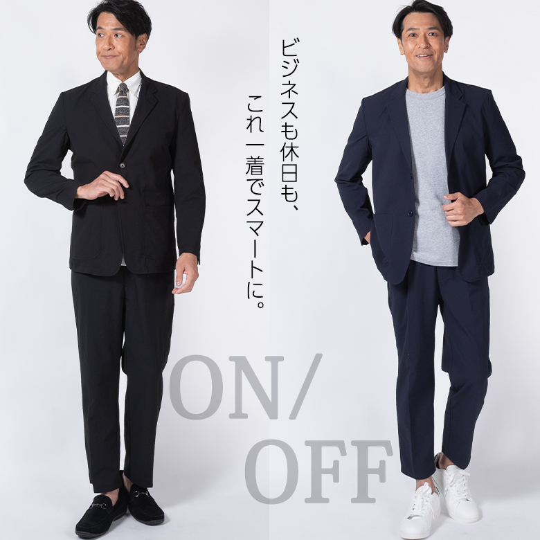 UNITED ARROWS　シアサッカー セットアップ　ネイビー　上M 下L メンズスーツ】セットアップ可能ストレッチシアサッカー後ゴム