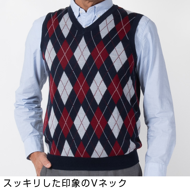 キャプテンサンタ ボタン コットン ニット ベスト メンズ XL アーガイル柄 キャプテンサンタ ボタン コットン ニット ベスト メンズ XL