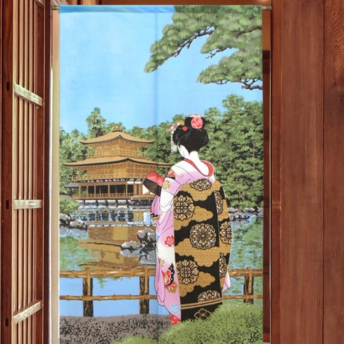 和風　本縫い　のれん　2枚組 85X150cm 本縫いのれん 目隠し「N 赤富士」葛飾北斎 凱風快晴 和