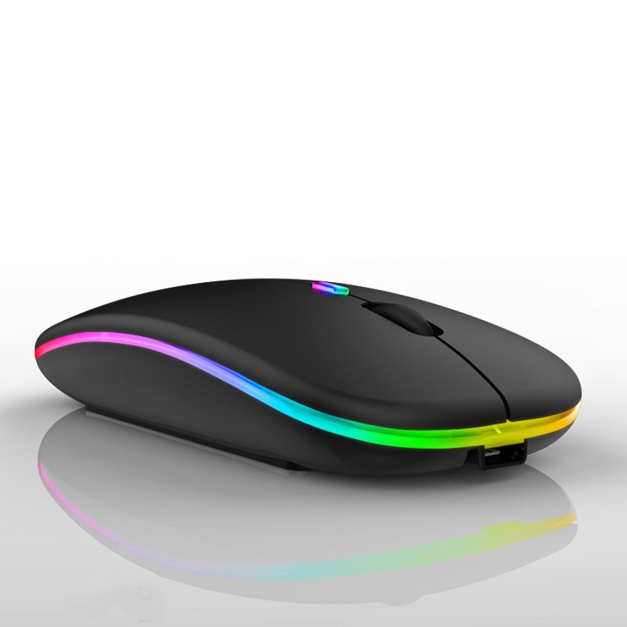 ワイヤレスマウス 無線 超薄型 静音 マウス  持ち運び便利 光るマウス ライトアップマウス 小型 静音設計 USB充電 ホワイト ブラック｜universal-cl-store｜03