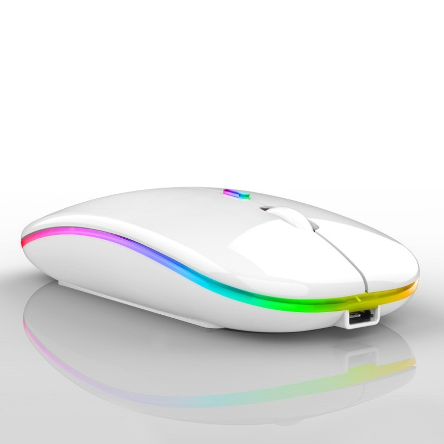 ワイヤレスマウス 無線 超薄型 静音 マウス  持ち運び便利 光るマウス ライトアップマウス 小型 静音設計 USB充電 ホワイト ブラック｜universal-cl-store｜02