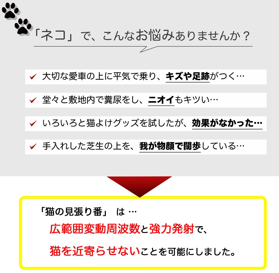 業務用 猫よけ 猫除け 猫撃退 退治 猫退治 超音波 猫 撃退 撃退 退治 被害 グッズ センサー ソーラー 猫除け 防水 防塵 猫バリア 猫除け 猫 避け猫の見張り番 Cat Protect ユニバーサルストリート店