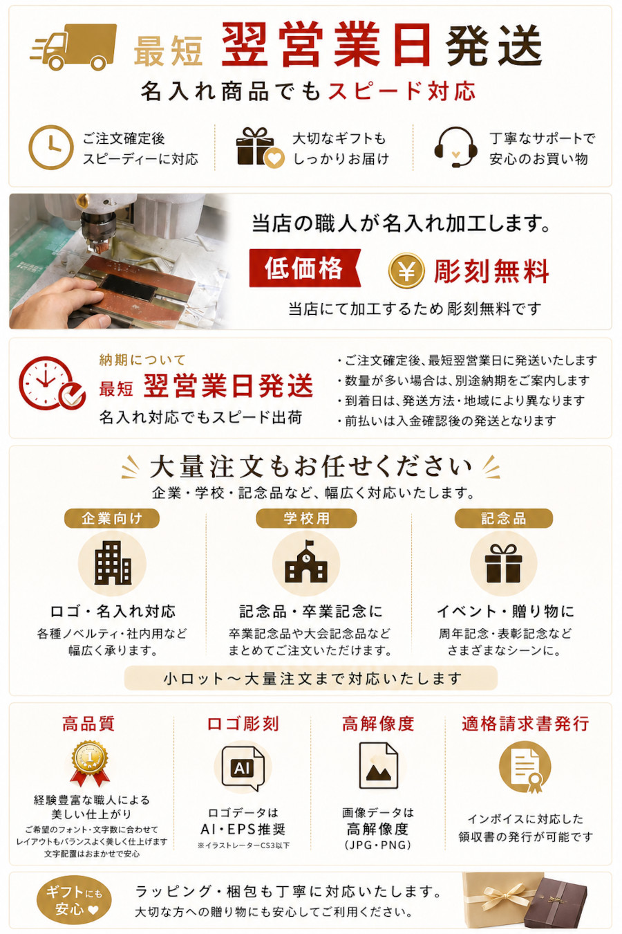 名入れ・ご注文について