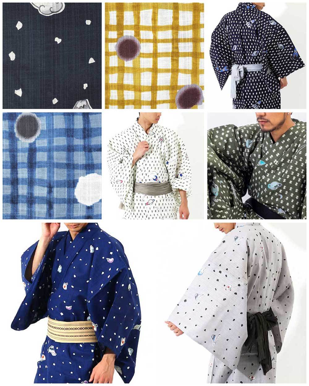 浴衣 メンズ/送料無料/浴衣+帯+下駄+腰紐/綿麻「ツモリチサト