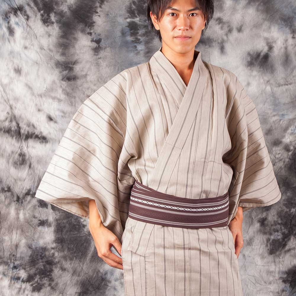 浴衣 メンズ/送料無料/高級モダン絣・男性用浴衣4点セット