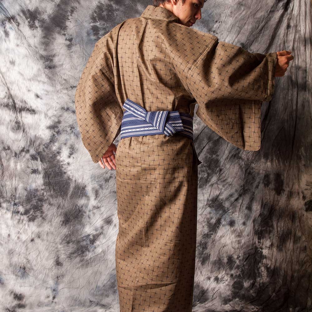 浴衣 メンズ/送料無料/高級モダン絣・男性用浴衣4点セット : kimono