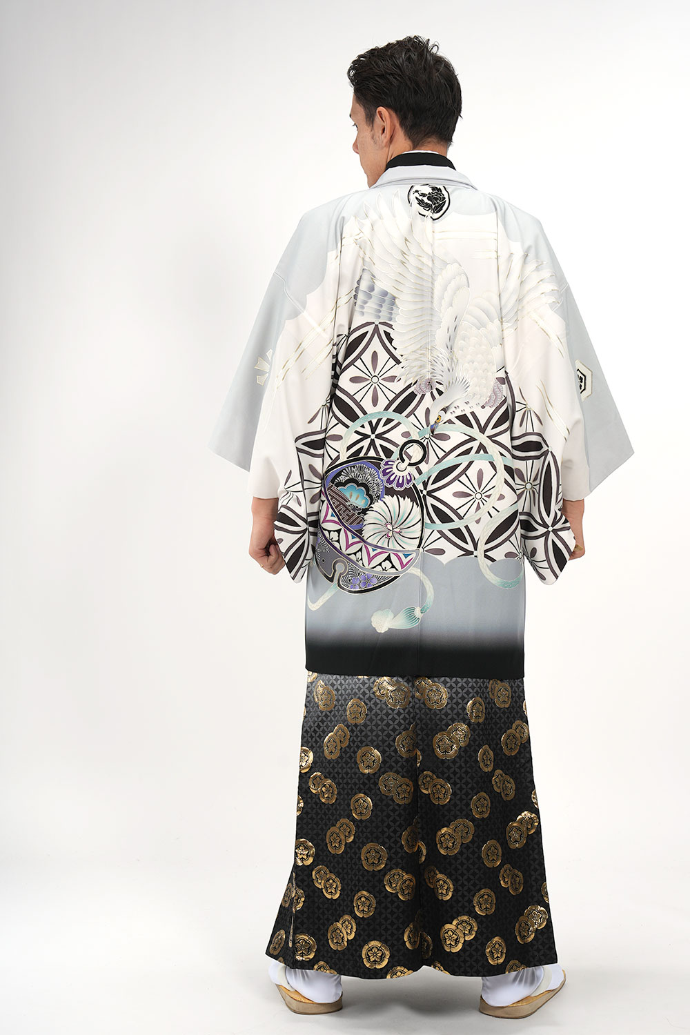 超特盛ミラクルプライス ｜往復送料弊社負担｜【レンタル】【対応身長160cm-170cm】男性用レンタル紋付き袴フルセット｜紋付きフルセット｜紋付袴レンタル｜羽織紐｜袴｜はかま｜ 【N2379411497】(15015円)