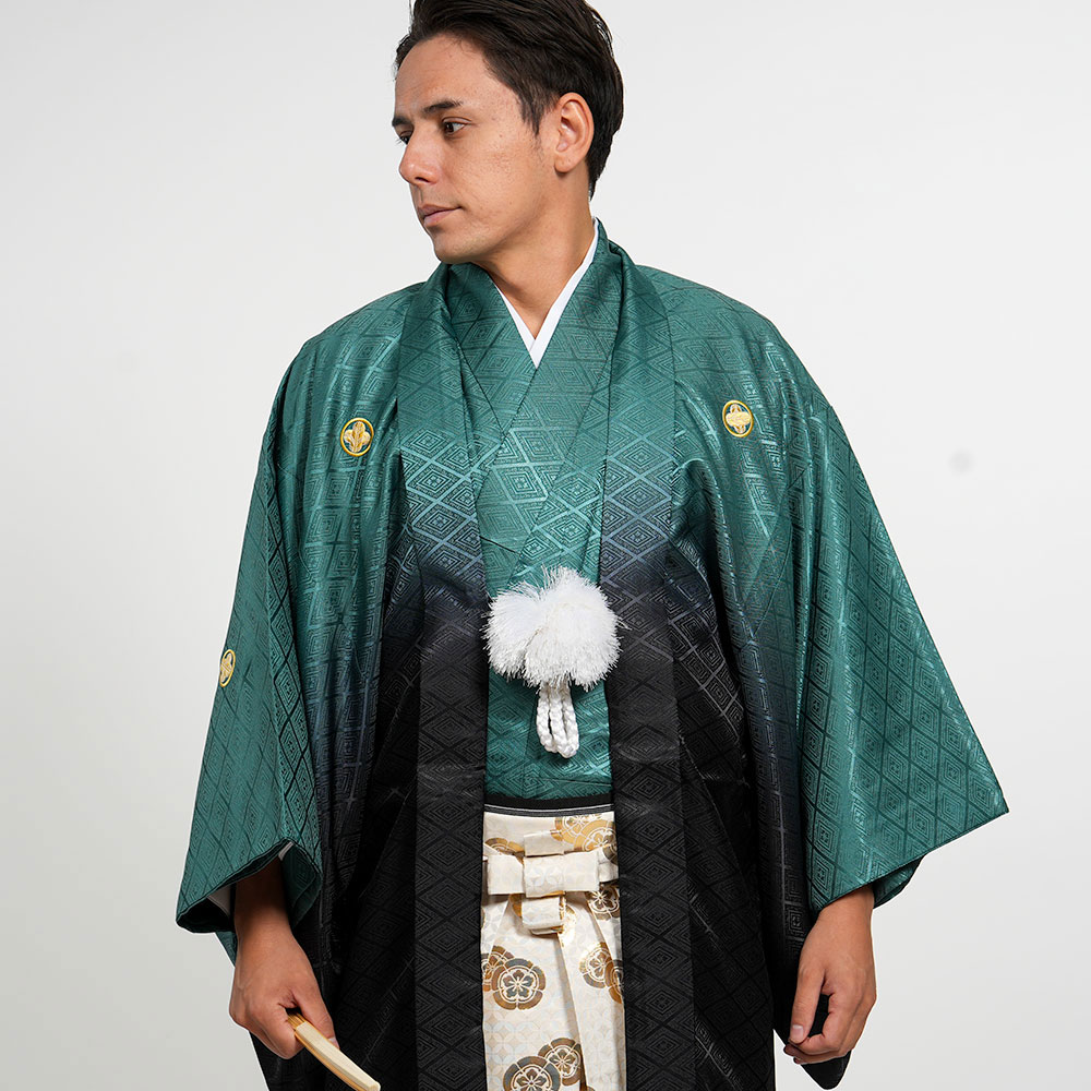 対応身長170cm-180cm】男性用レンタル紋付き袴フルセット 紋付きフル