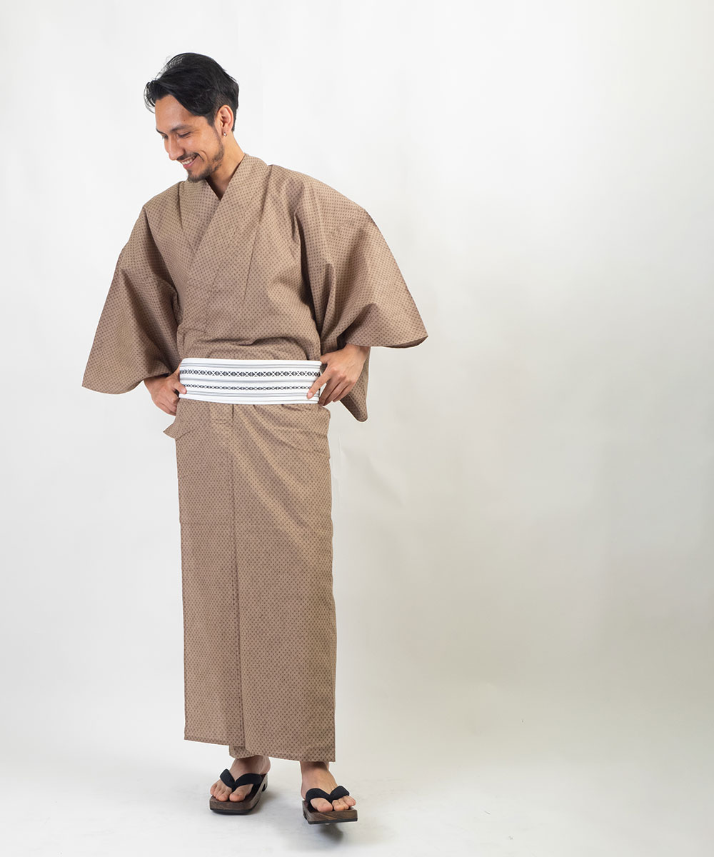 男浴衣セット/浴衣+帯+下駄+腰紐/IKS小絣メンズ浴衣/お仕立て