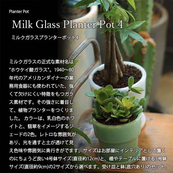 ideaco イデアコ Milk Glass Planter Pot 4 ミルクガラスプランターポット4 (3号鉢サイズ) 植木鉢 植物プランター｜unlimit｜04