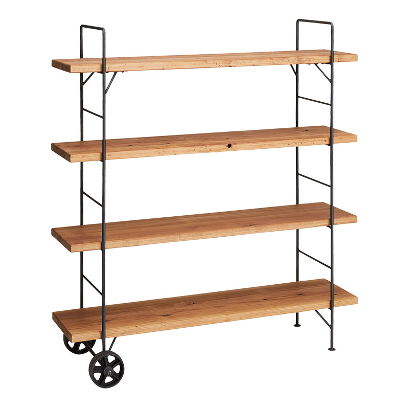 〔受注生産:メーカー直送:代引不可:納期目安1ヶ月程度〕 SWITCH スウィッチ Wheel Shelf ホイール シェルフ / 4段 棚 ラック 店舗什器 書棚 車輪付き 杉無垢材の画像