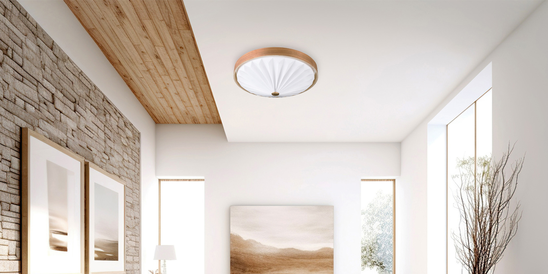 スワン電器 SWAN Wood Pleats Ceiling Light ウッドプリーツシーリング