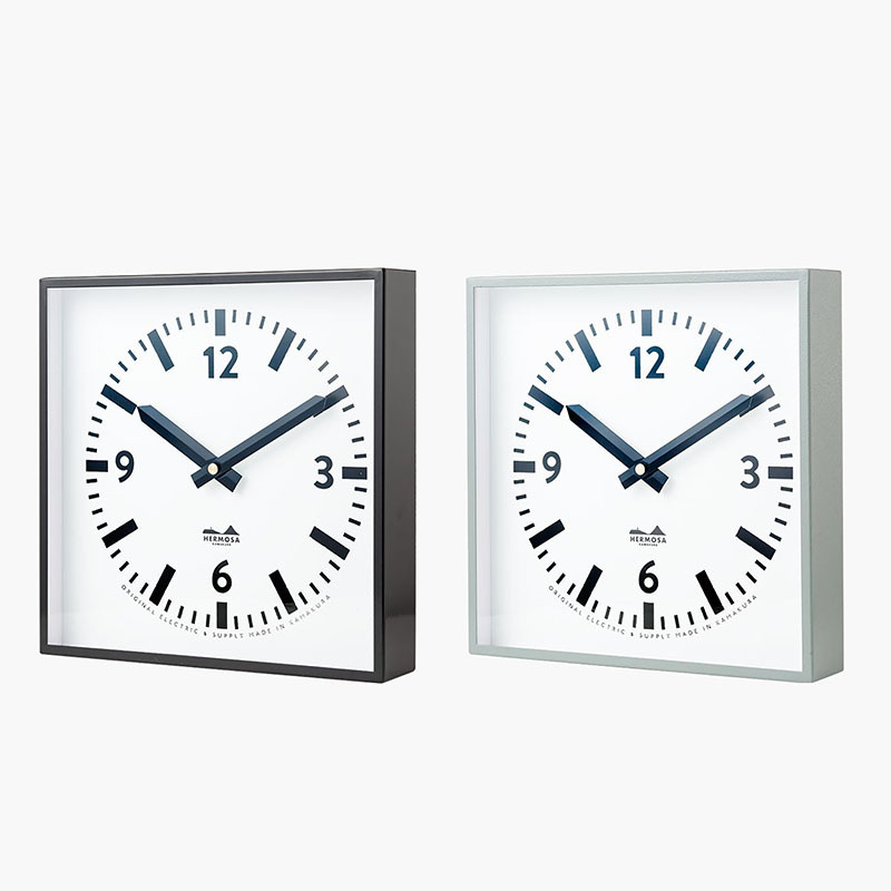 ハモサ HERMOSA 時計 壁掛け HK-002 スクエアクロック ブラック