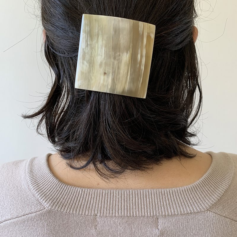 KOSTKAMM コストカム ヘアクリップ スクエア 6cm バレッタ 水牛角
