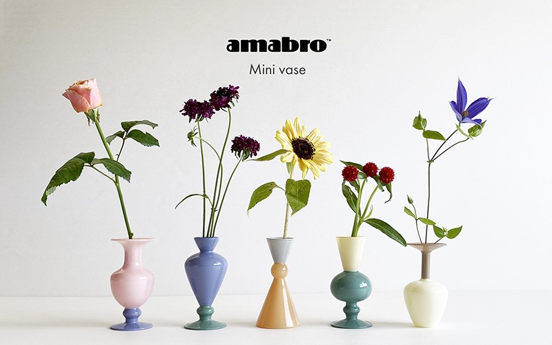 amabro アマブロ ミニベース ツートーン ガラス製 一輪挿し 花瓶