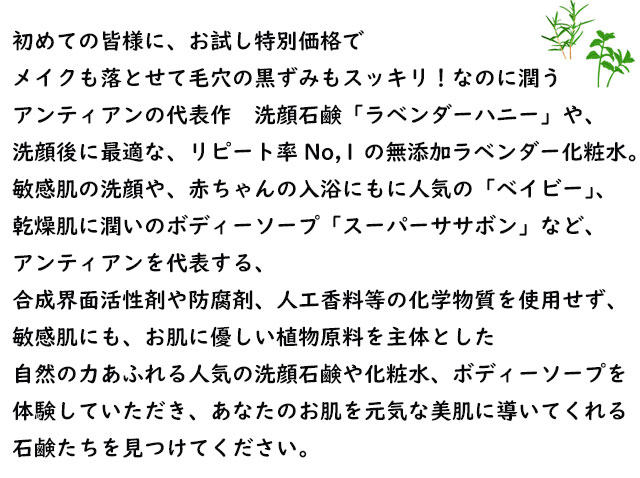 無添加手作り石鹸アンティアンお試しセット