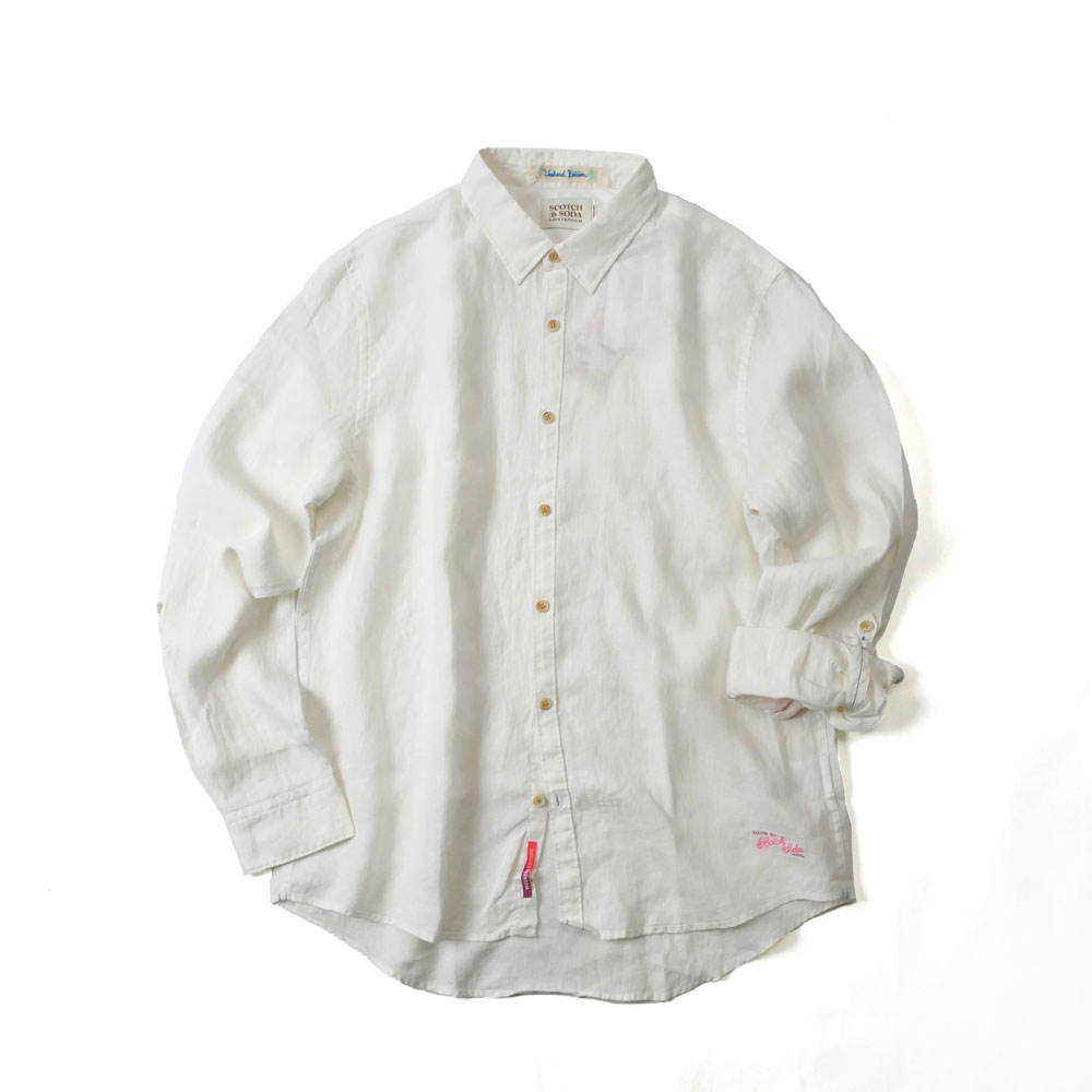 SCOTCH&SODA スコッチアンドソーダ メンズ リネン 長袖シャツ シンプル 292-71406 ブルー グリーン ピンク ホワイト 国内正規品 | SCOTCH＆SODA | 01